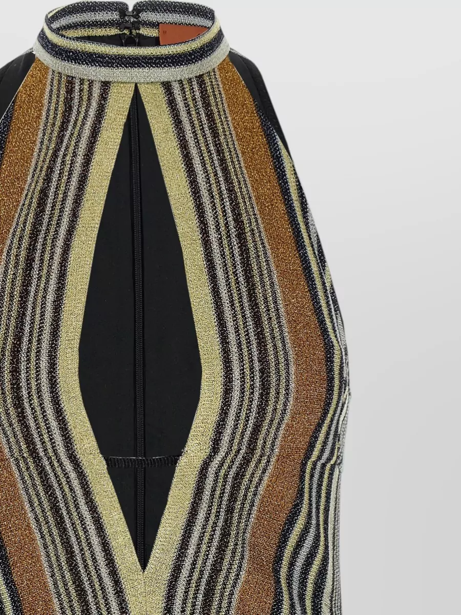 Missoni Striped Lamé Cutout Sleeveless Mini Dress