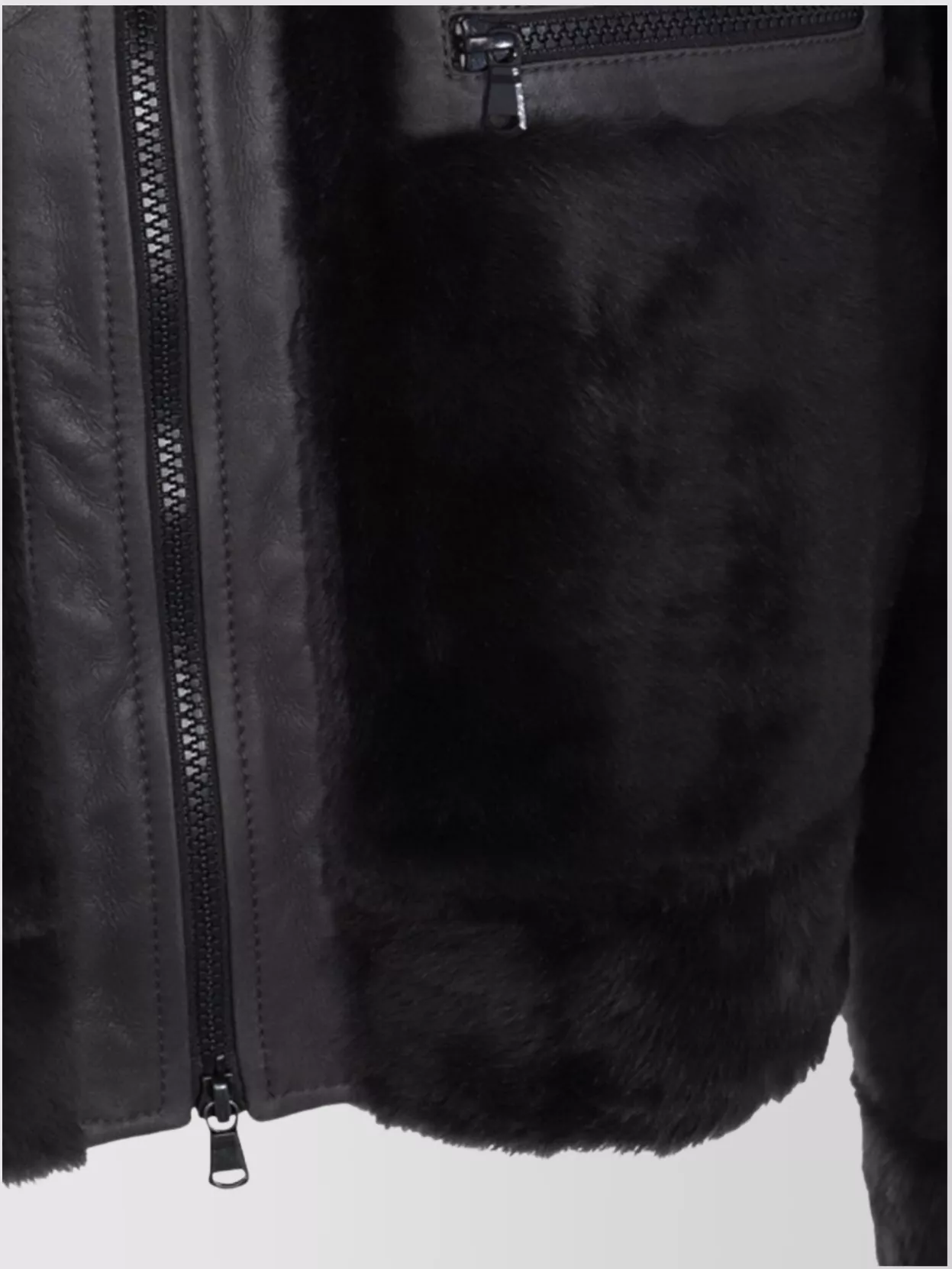 Brunello Cucinelli Faux Fur High Collar Leather Jacket
