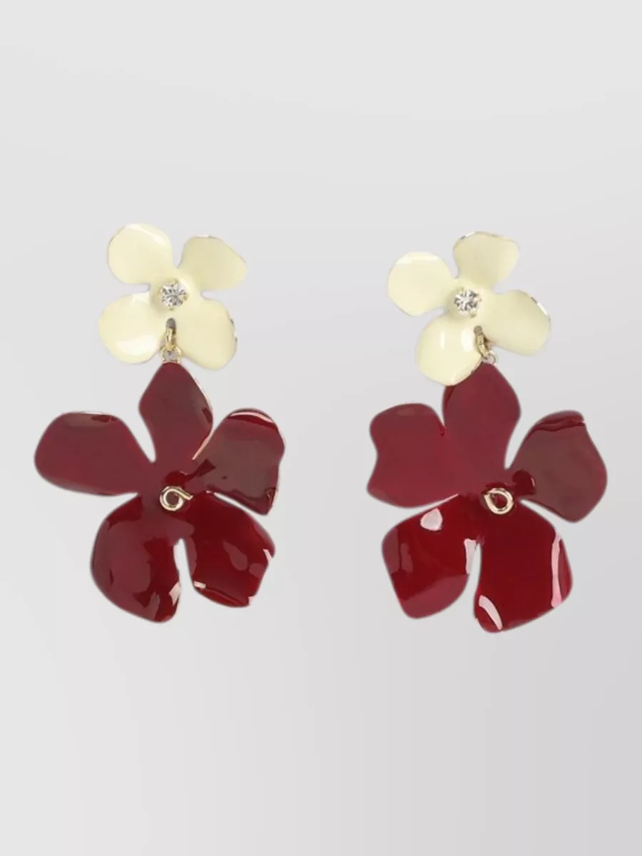 Marni Floral Brass Drop Earrings Twin Charms