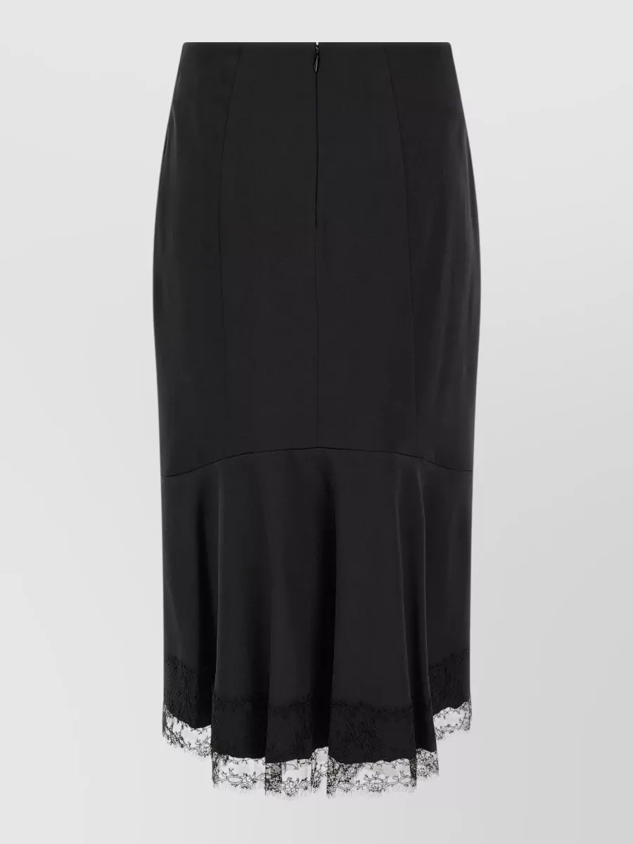 Ermanno Scervino Silk High-Rise Asymmetric Lace-Trim Midi Pencil Skirt
