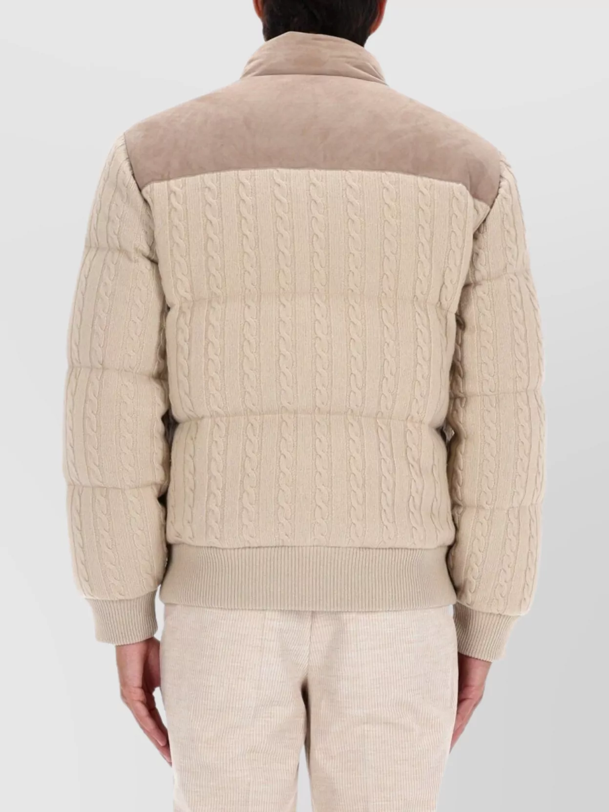 Boss Quilted High Collar Cable Knit Coat