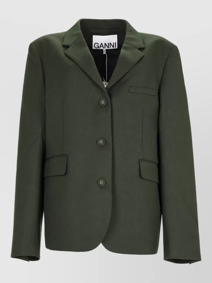 Ganni wool blend single-breasted blazer