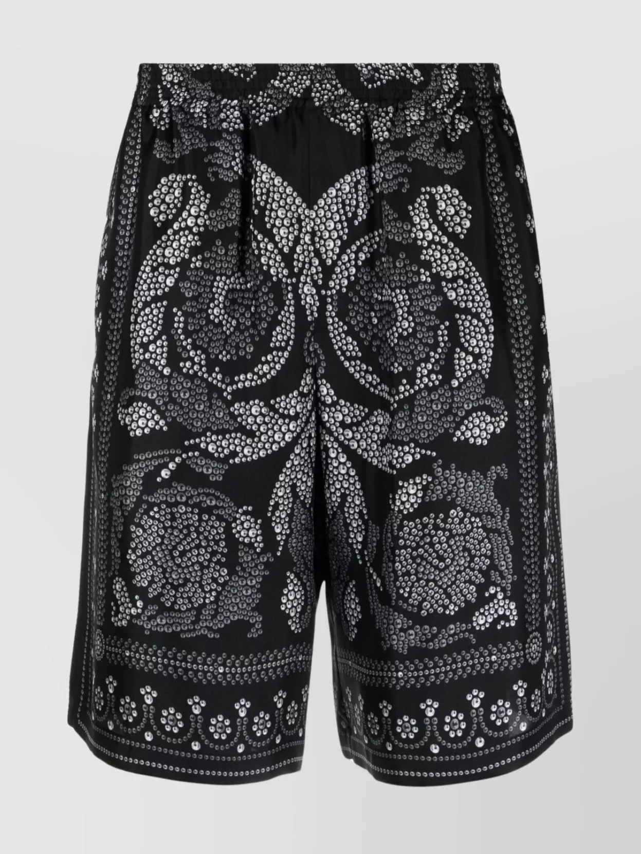 Shop Versace Knee-length Straight Leg Shorts With Baroque Print In Black