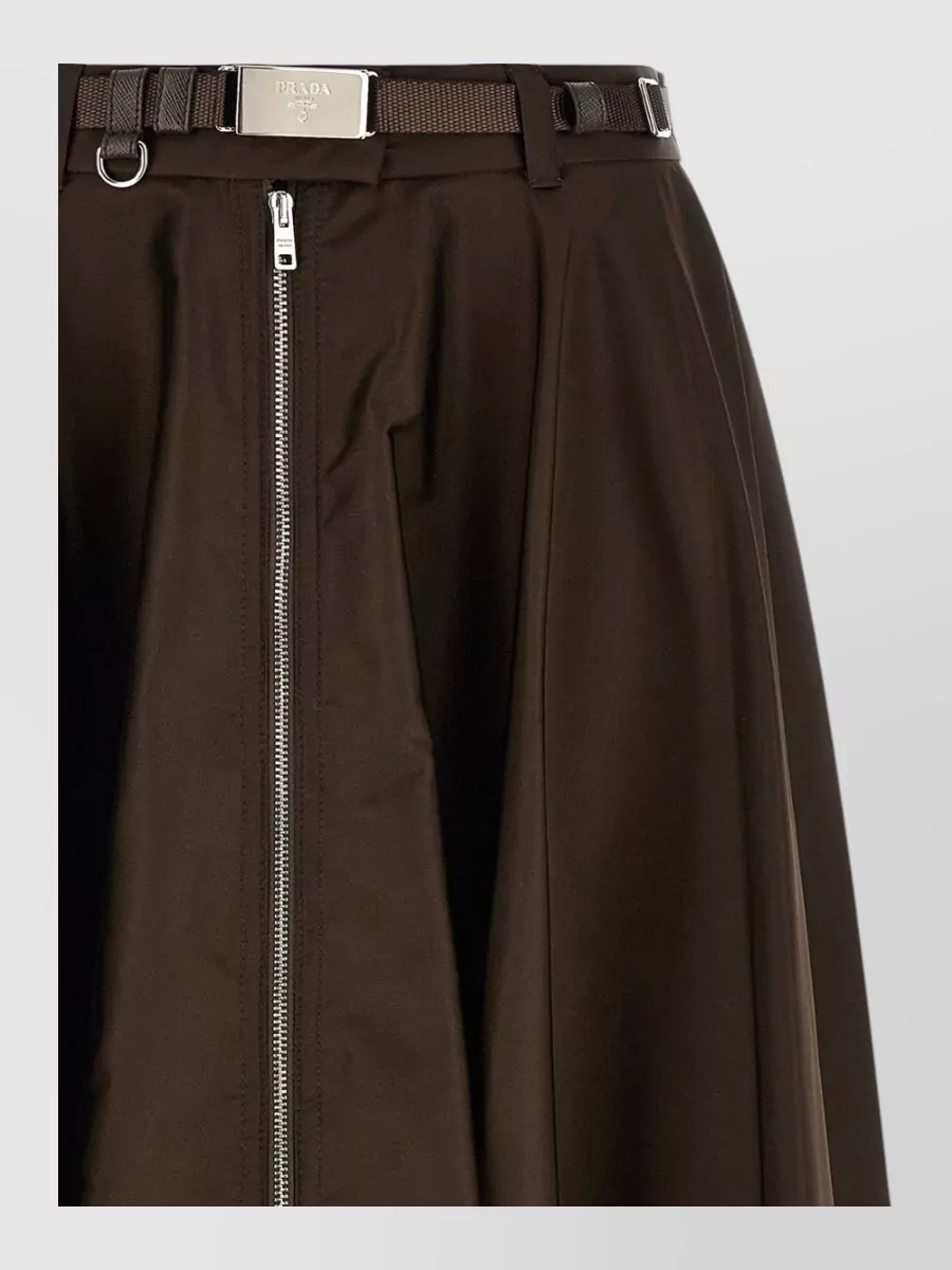 Prada zip-front midi a-line skirt