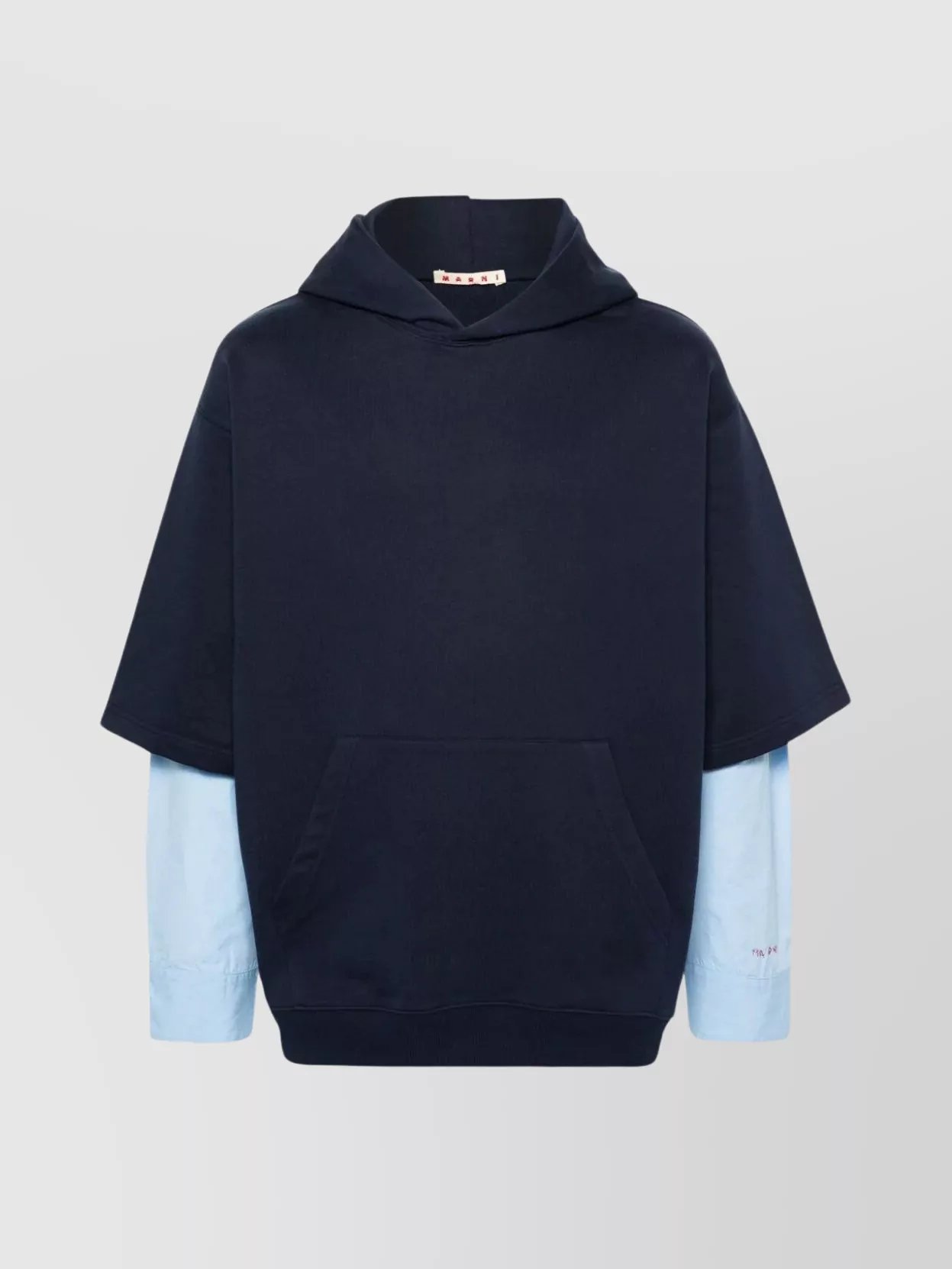 Shop Marni Layered Oversized Hooded Sweater In Blue