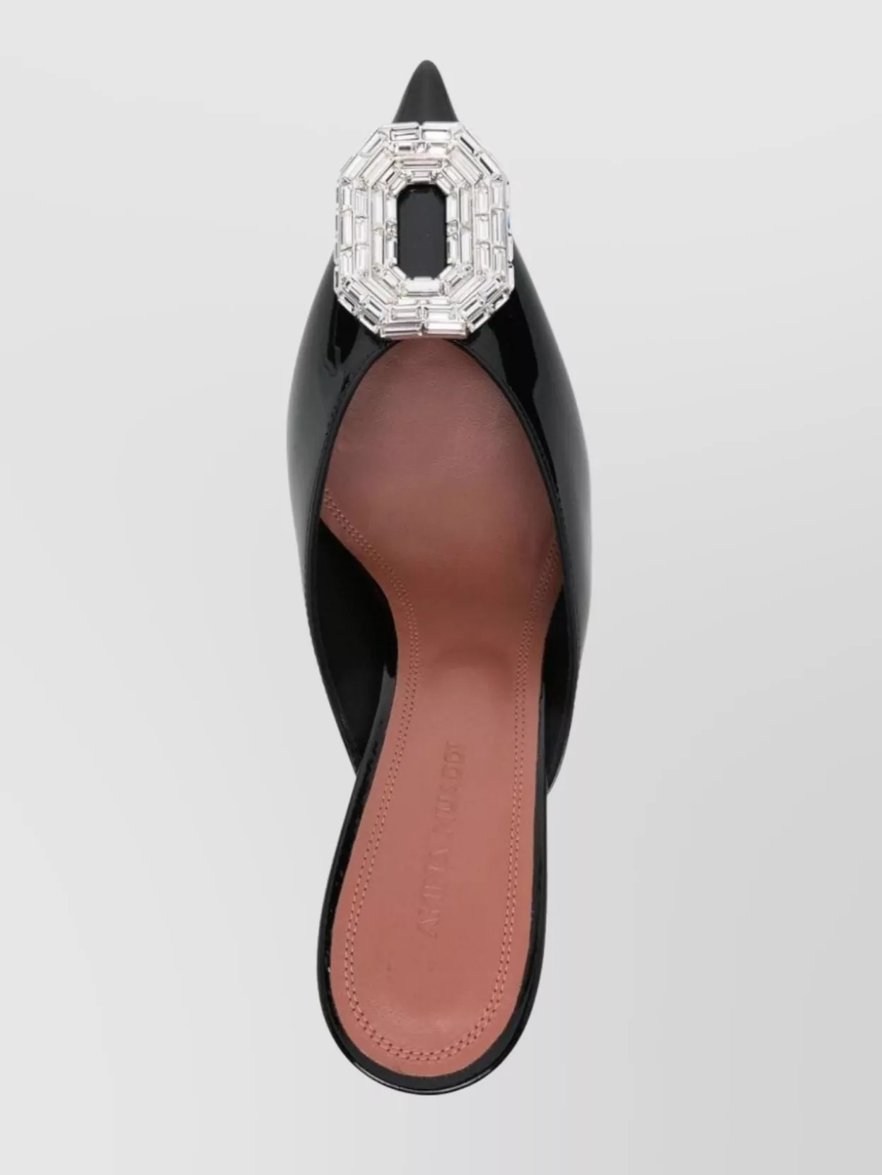 Amina Muaddi Crystal Buckle Pointed Toe Mules