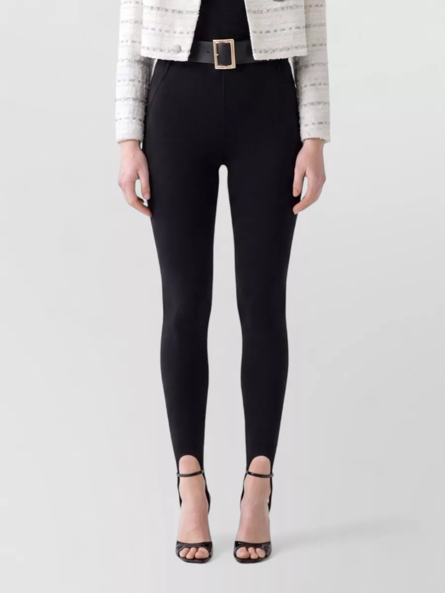 Self-Portrait ribbed high-rise stirrup leggings