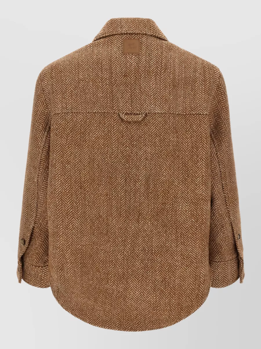 Ami Paris Virgin Wool Chevron Single-Breasted Overshirt