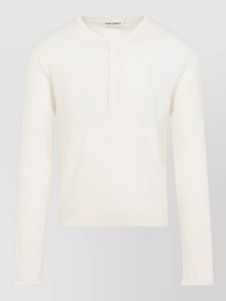 Our Legacy Cotton Ribbed Relaxed-Fit Henley Jumper