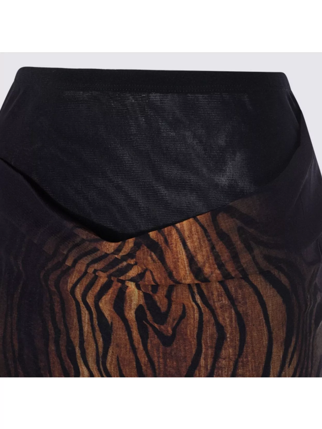 Jean Paul Gaultier Animal Print High Waist Sheer Overlay Skirt In Brown