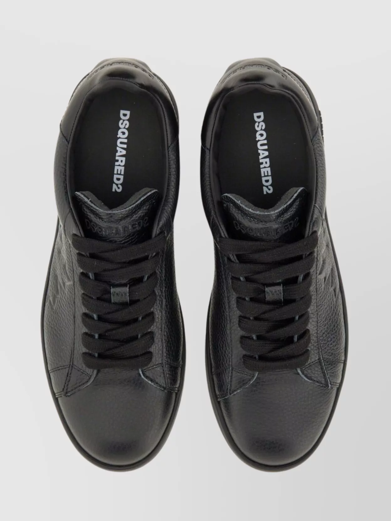 Dsquared2 Leather Textured Sneaker Round Toe Rubber