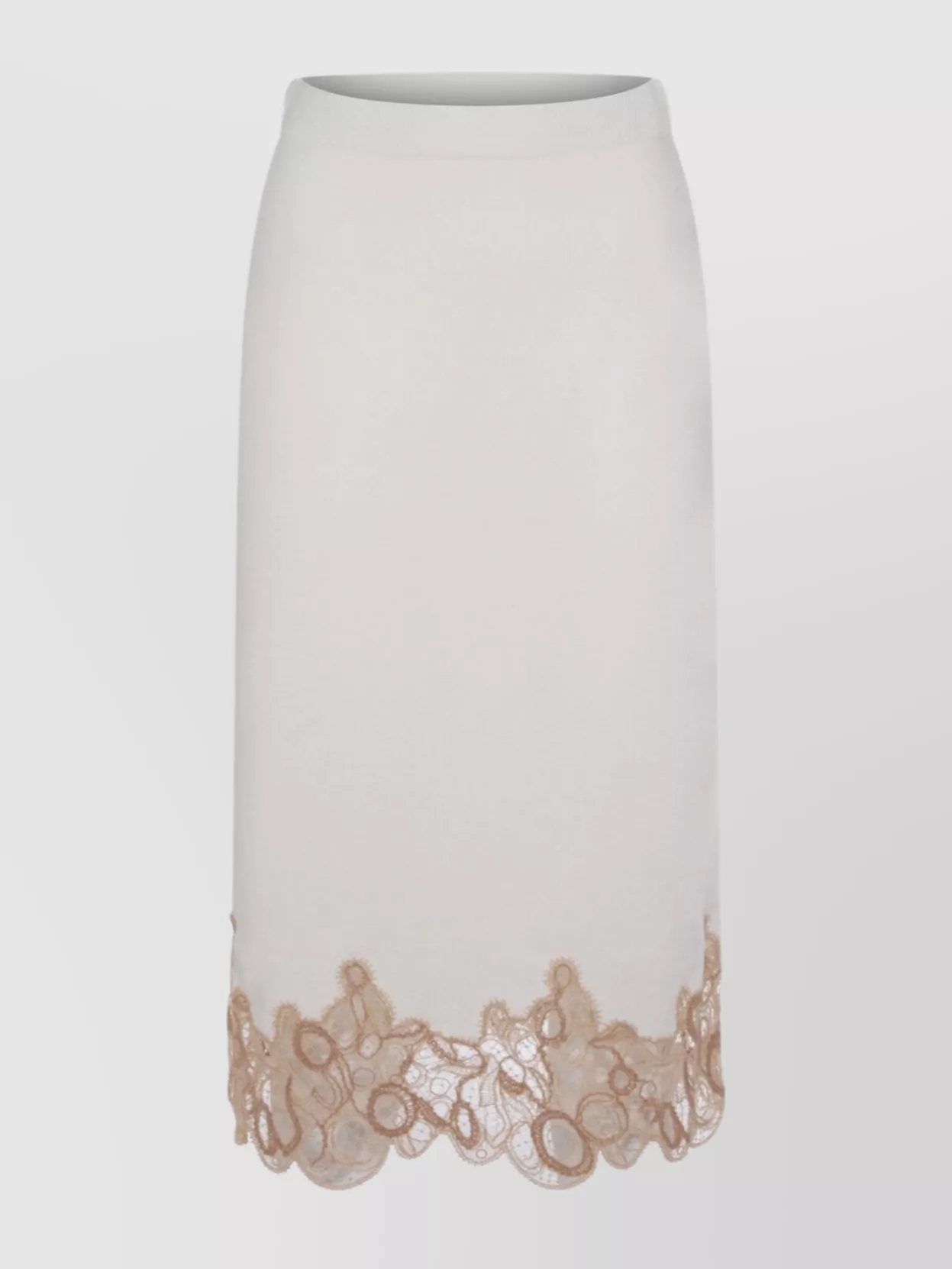 Fabiana Filippi Midi Skirt With Lace And Elastic Waistband In Brown