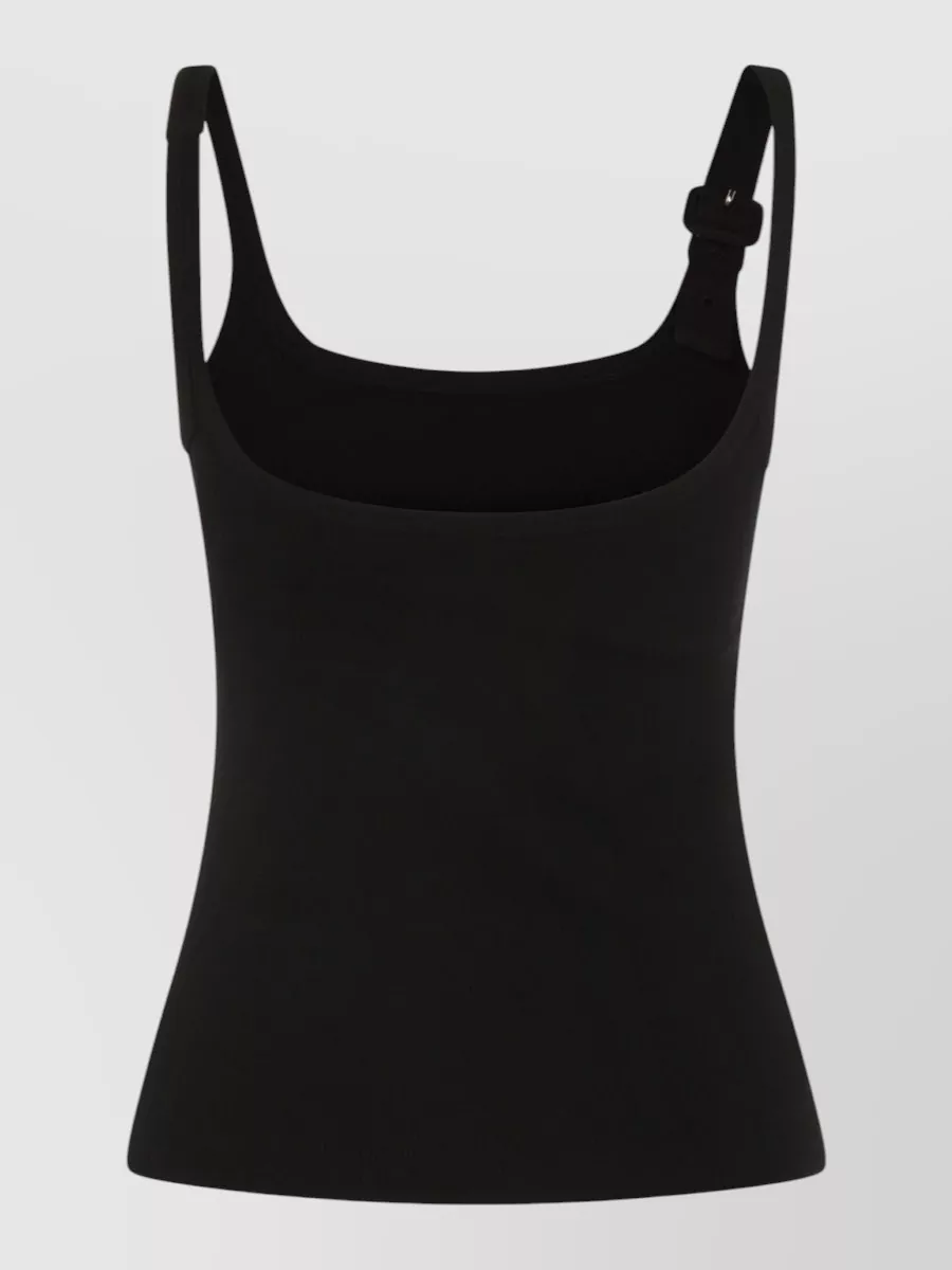 Courrèges Scoop Neck Ribbed Top Adjustable Straps