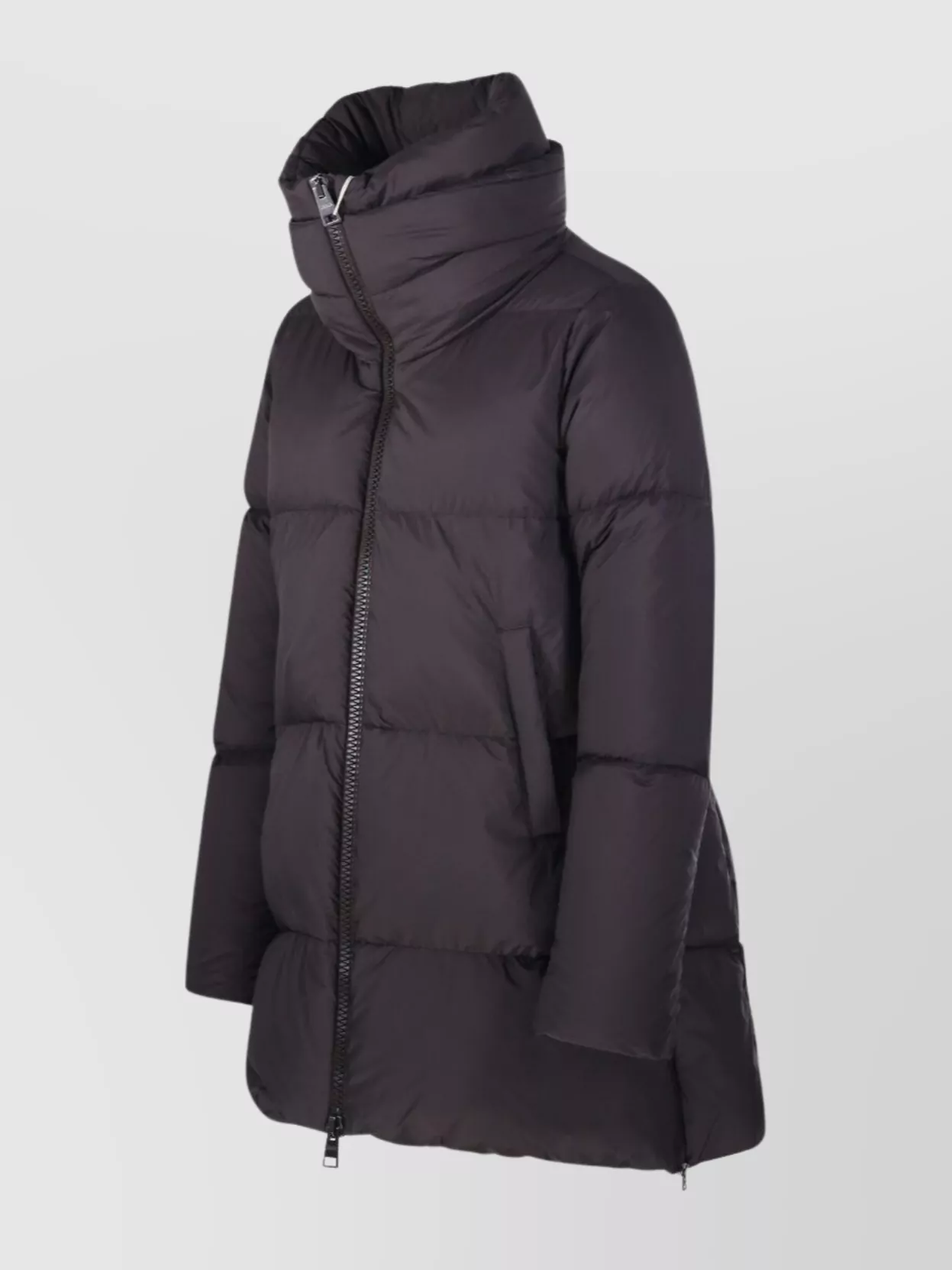 Herno Long Quilted Jacket With High Collar And Zippers