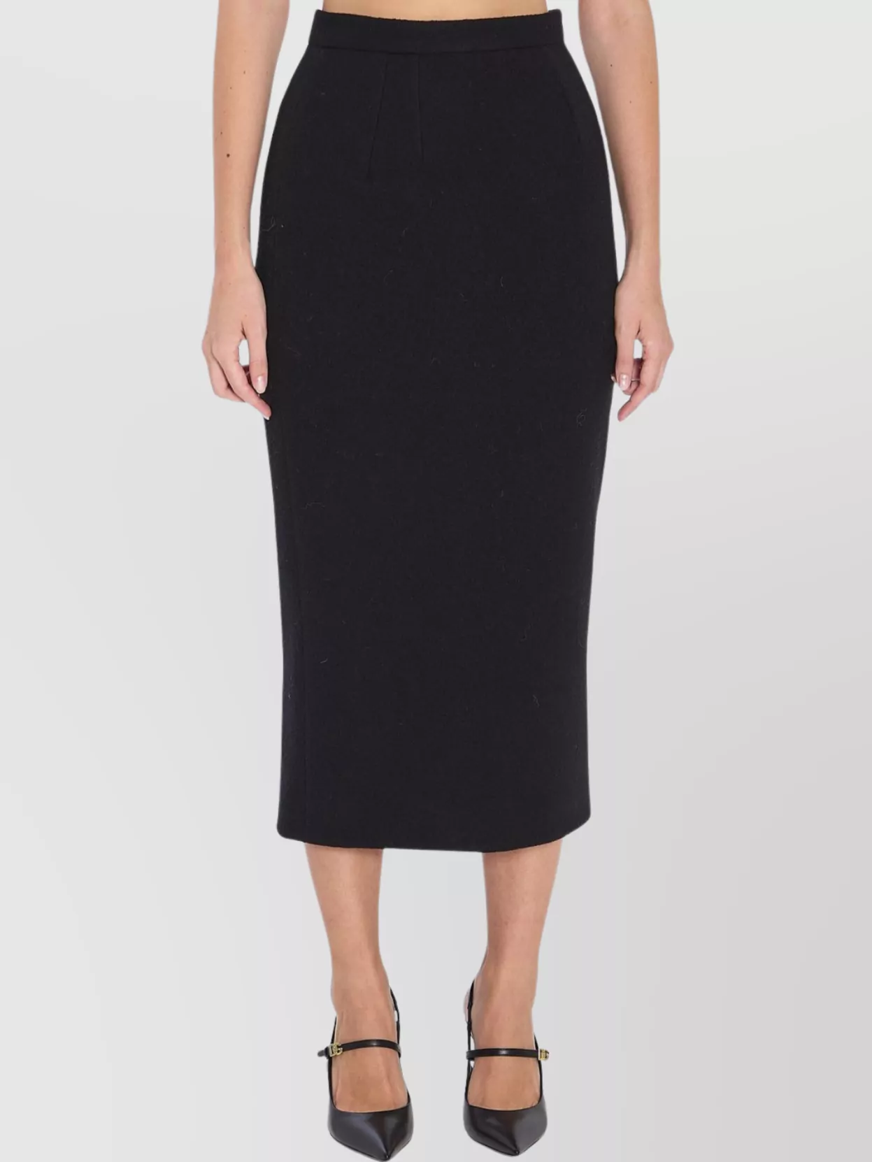 Dolce & Gabbana Virgin Wool Fitted Skirt Pleats In Black