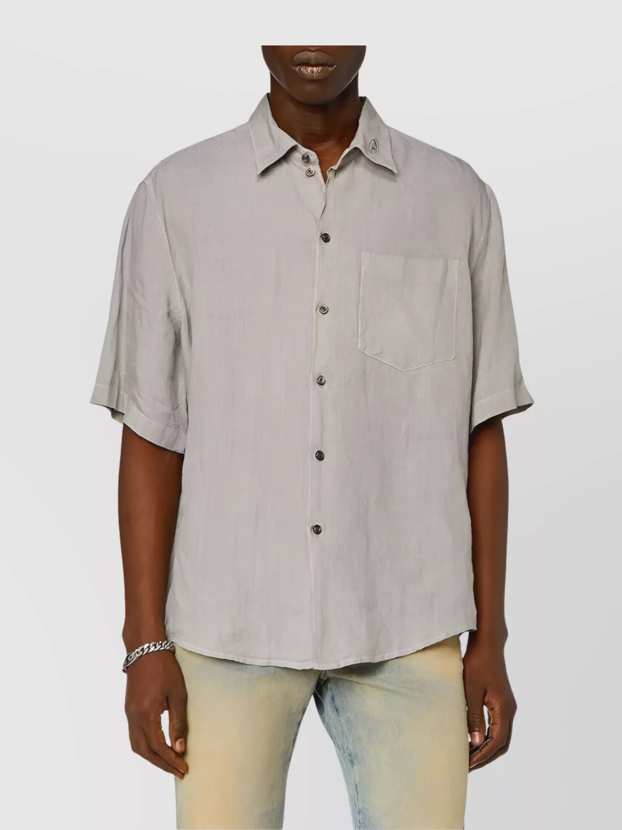 Diesel Collared Shirt With Short Sleeves And Pocket
