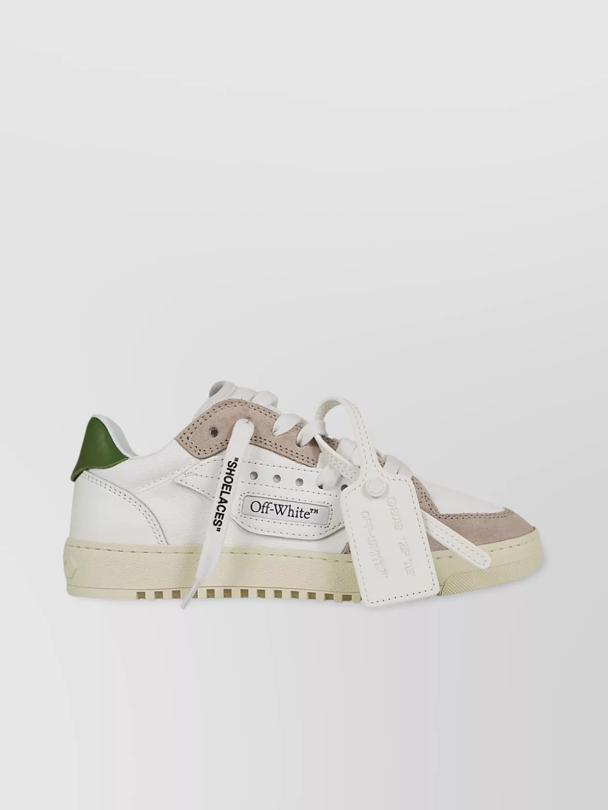 OFF-WHITE STREAMLINED SNEAKER WITH PERFORATED AND SUEDE ACCENTS