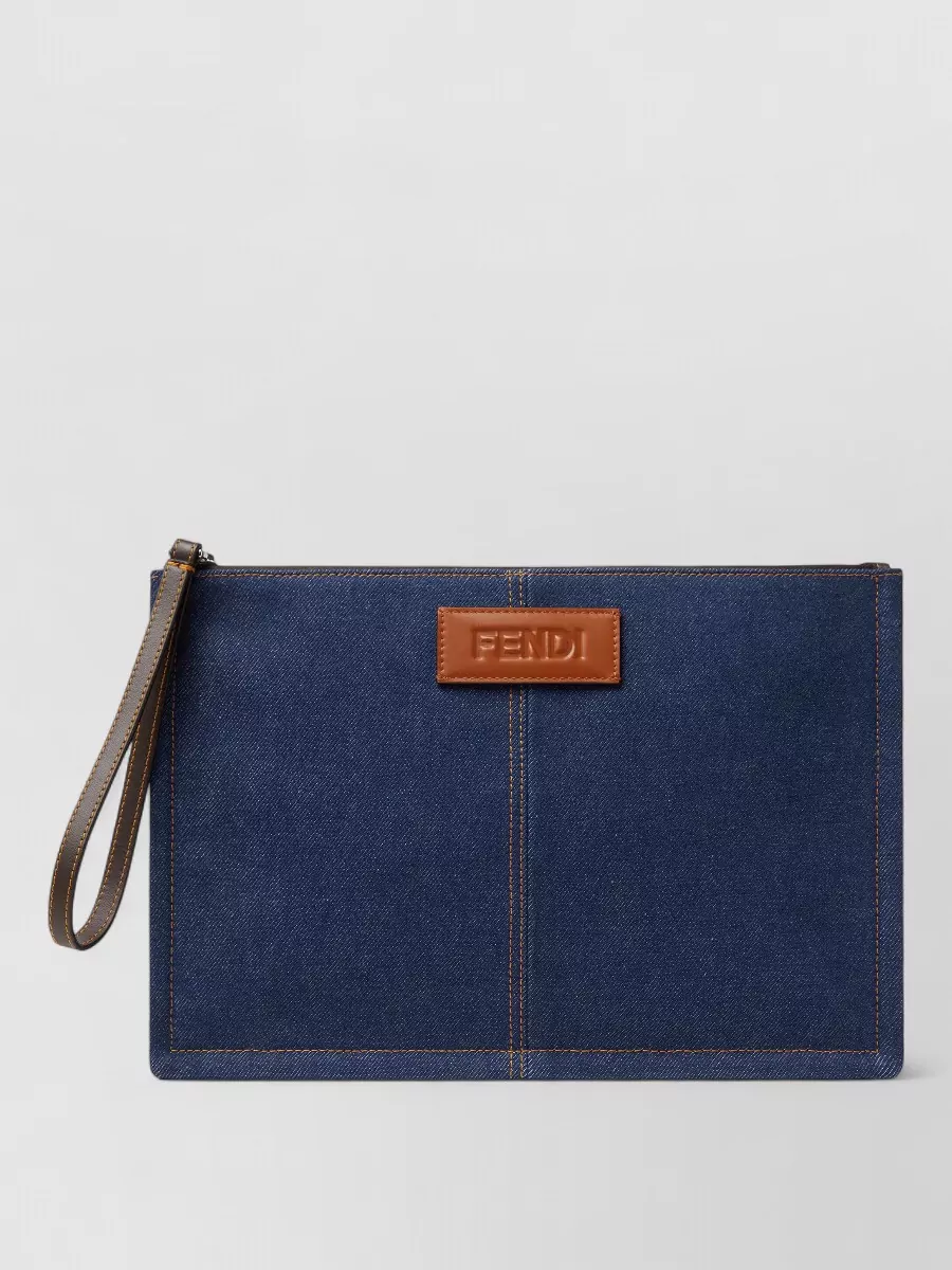 Fendi denim flat pouch