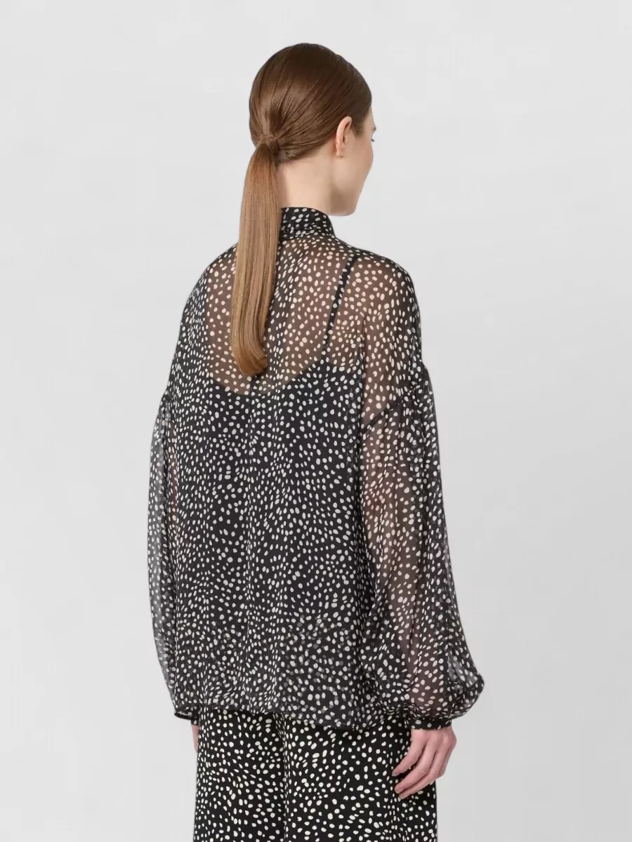 S Max Mara Polka Dot Blouse Foulard Collar Bow