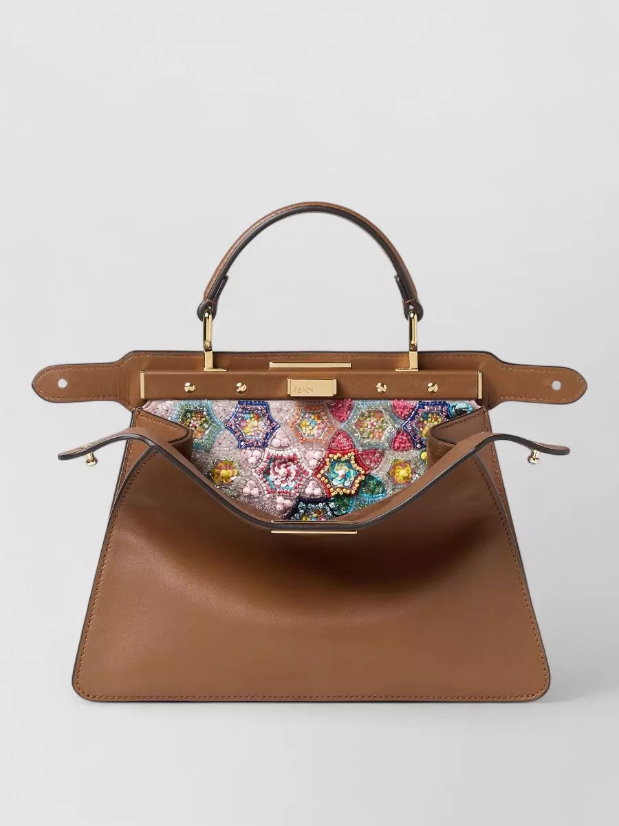 Fendi Peekaboo Calfskin Leather Tote Bag