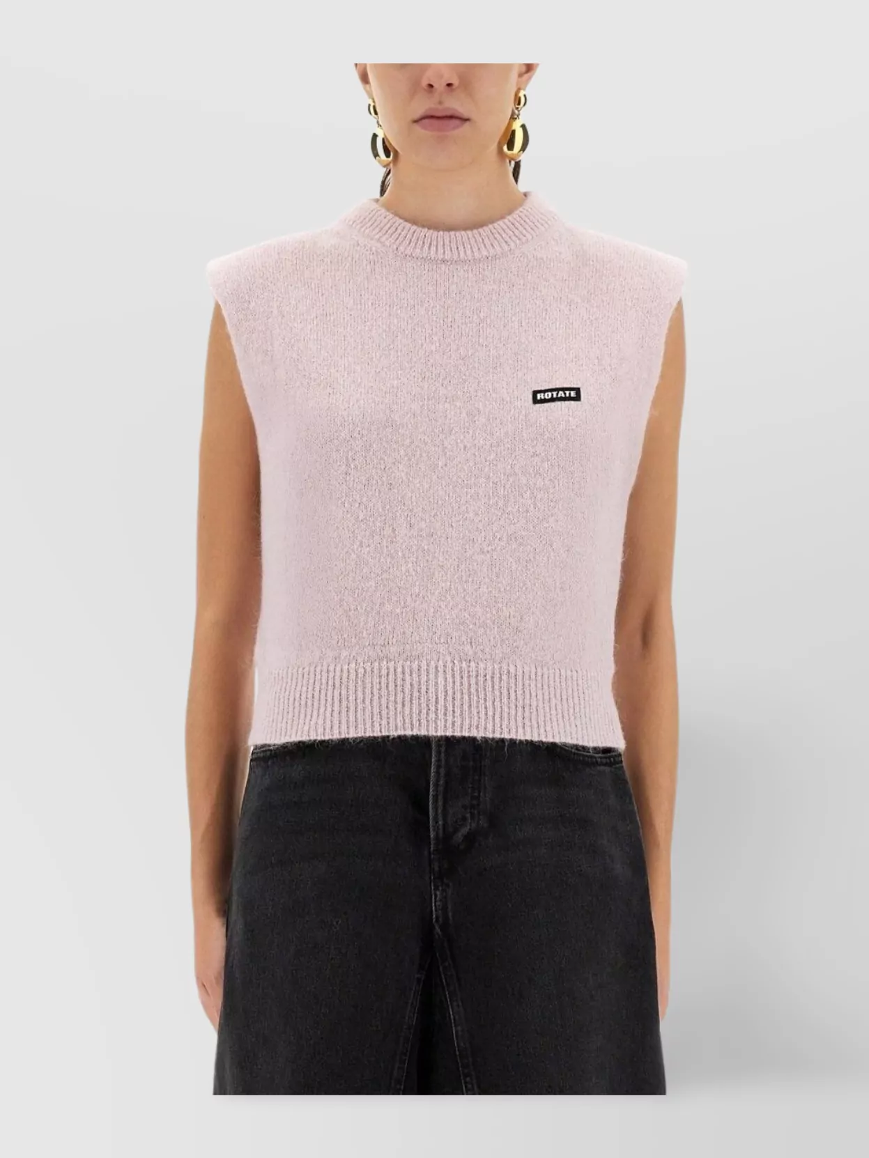 Rotate Birger Christensen Sleeveless Textured Ribbed Hem Top In Pink