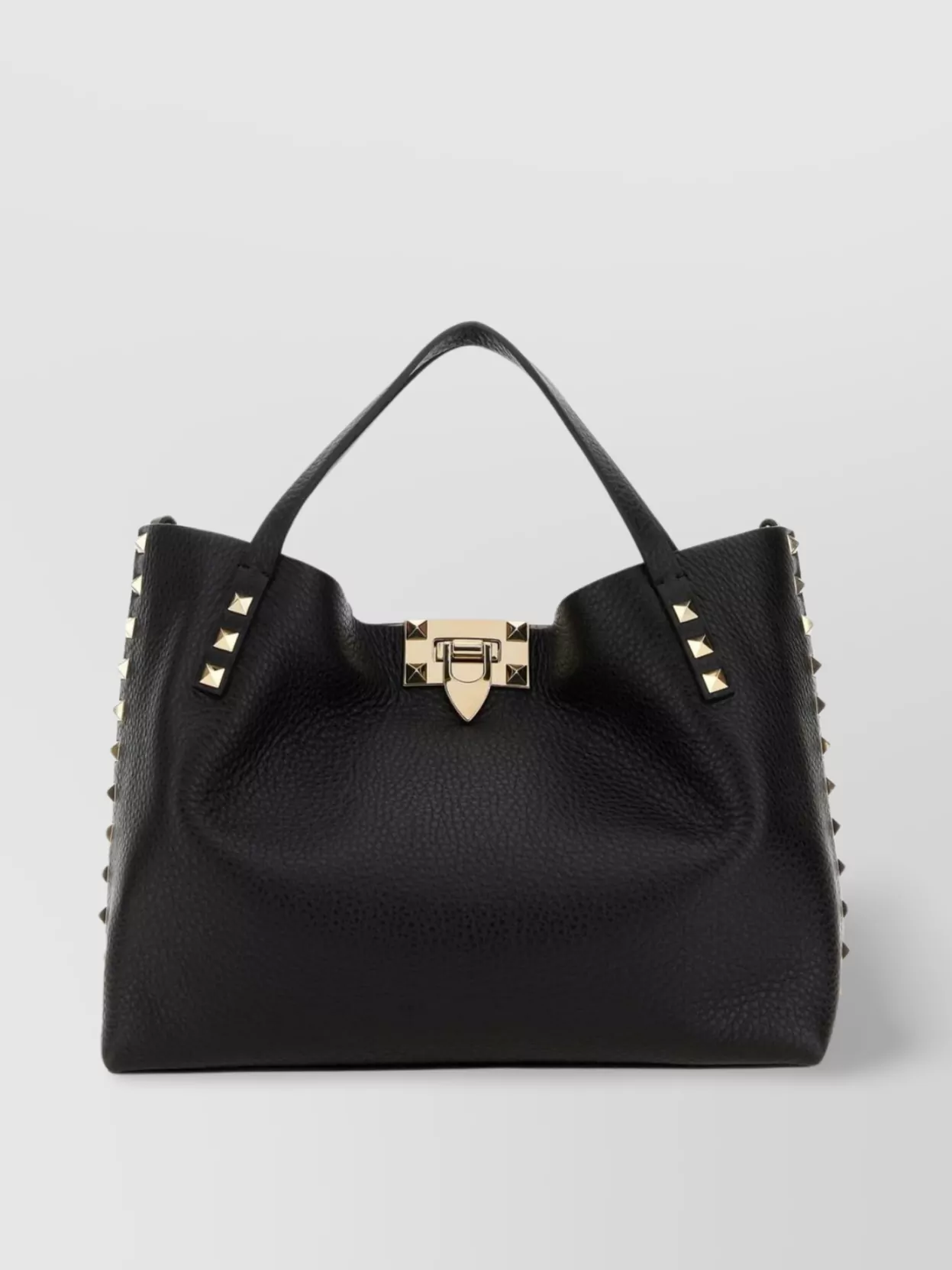 Shop Valentino Embellished Leather Handbag With Top Handle In Black
