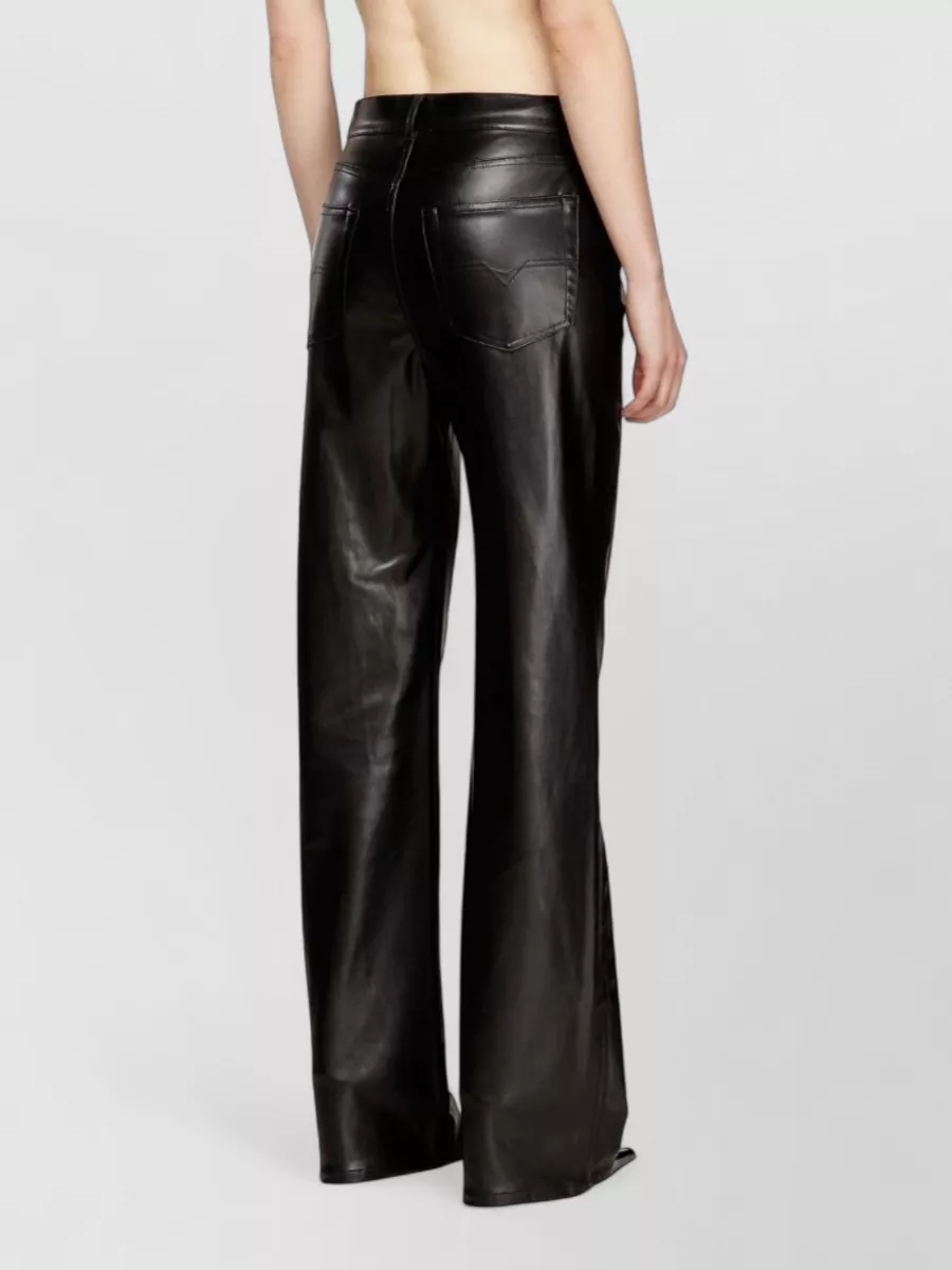 Diesel Faux Leather Wide Leg Trousers Belt Loops