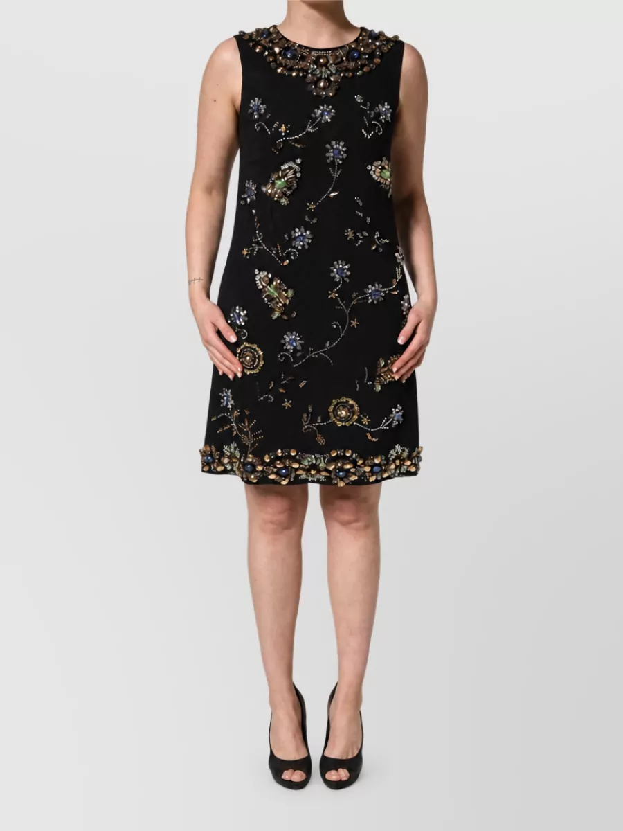 Dolce&Gabbana sleeveless floral bead embellished mini dress