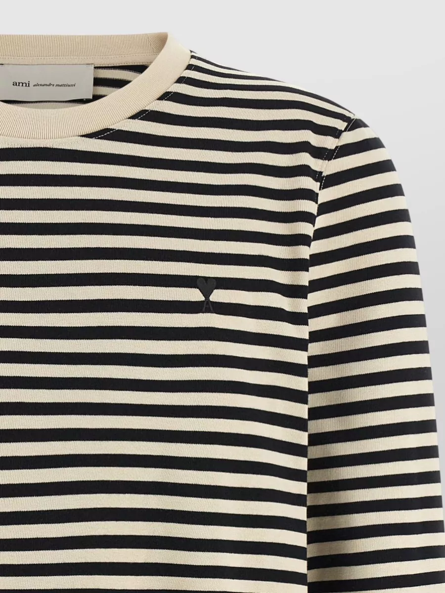 Ami Paris Striped Long-Sleeve Cotton T-Shirt
