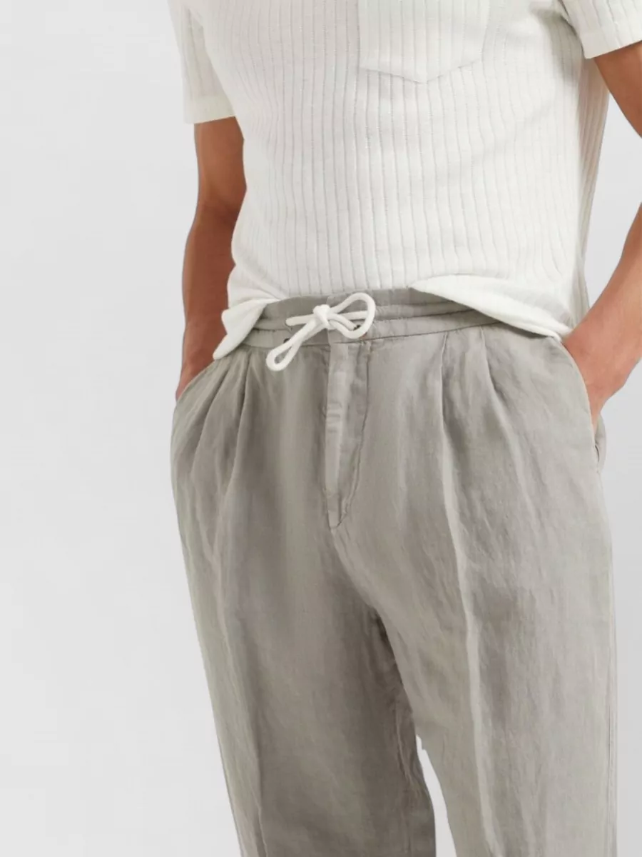 Brunello Cucinelli Linen Tapered Drawstring Trousers