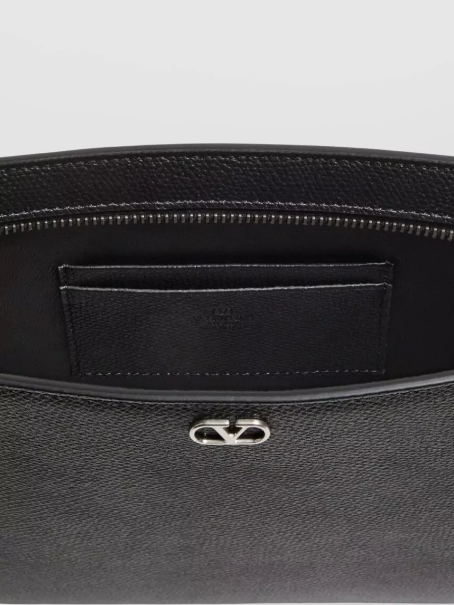 Valentino Garavani Vlogo Signature Leather Clutch Bag
