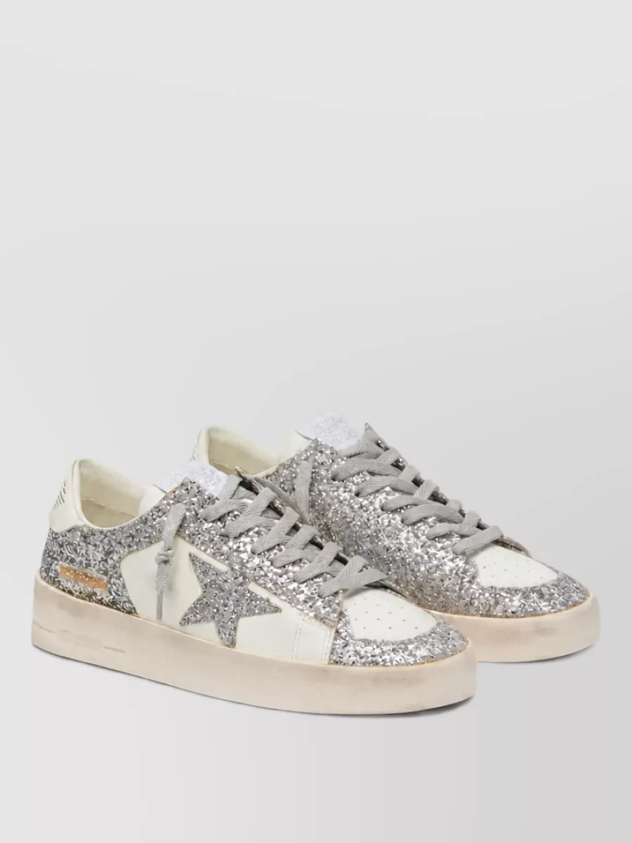 Golden Goose leather glitter low-top sneakers