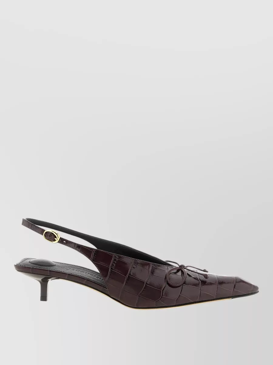 Jacquemus Leather Crocodile-Effect Slingback Mules