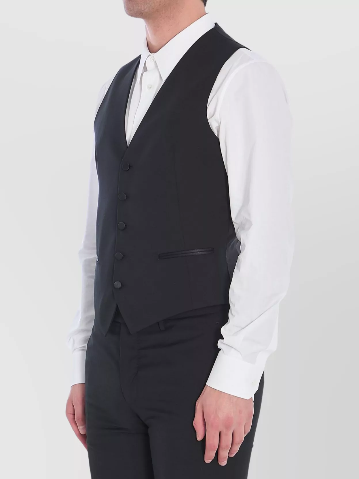 Tagliatore Wool Vest With Adjustable Buckle Strap In Black
