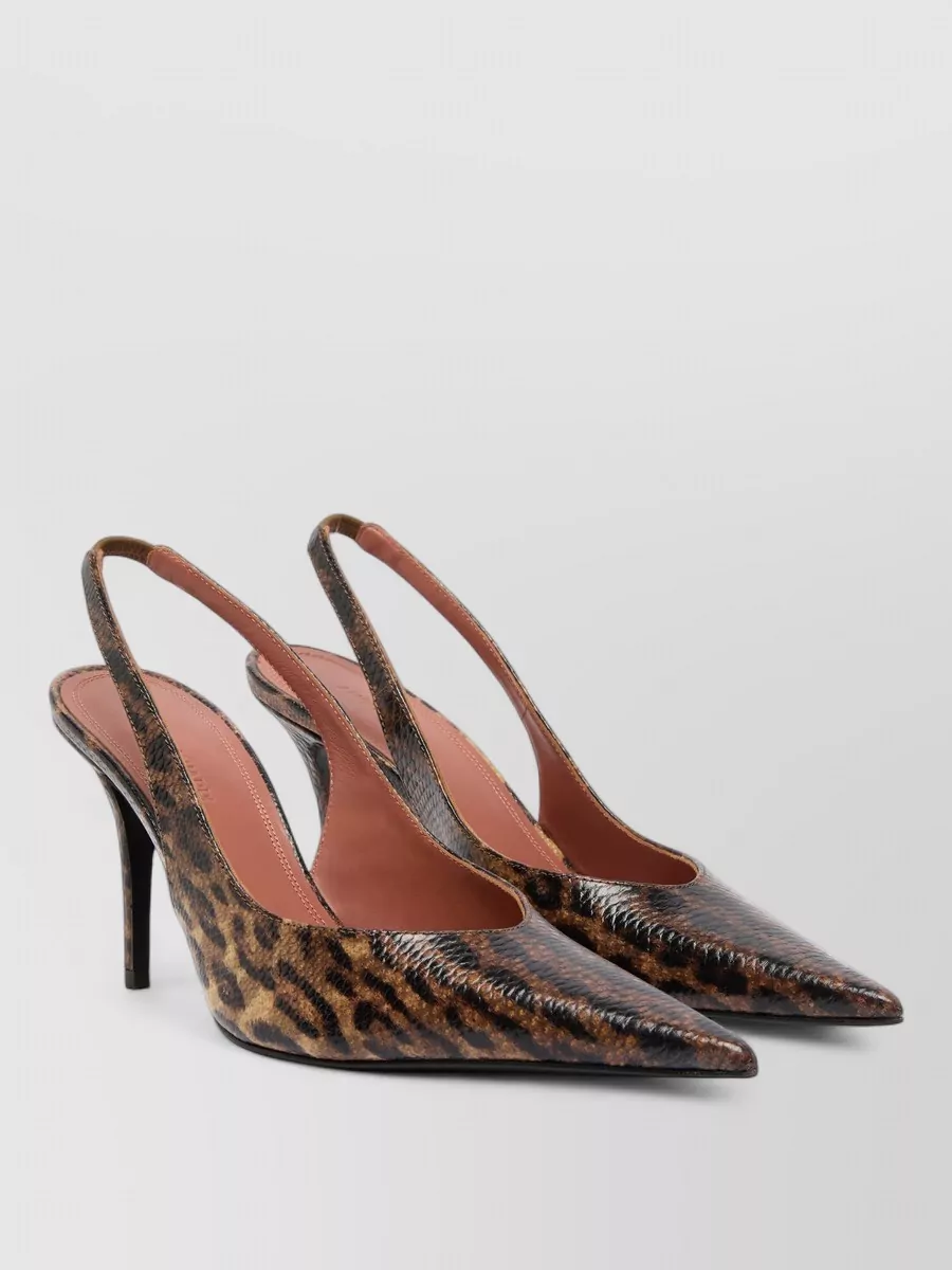 Amina Muaddi Snake-Print Slingback Pumps