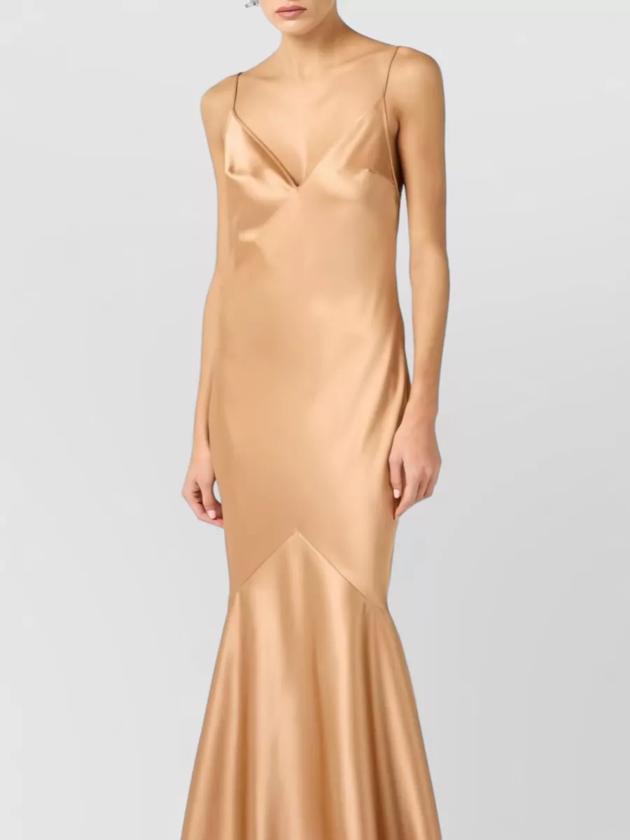 Elisabetta Franchi Satin V-Neck Sleeveless Gown