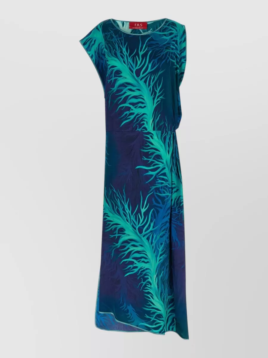 F.r.s For Restless Sleepers silk viscose printed asymmetric draped sleeveless midi dress