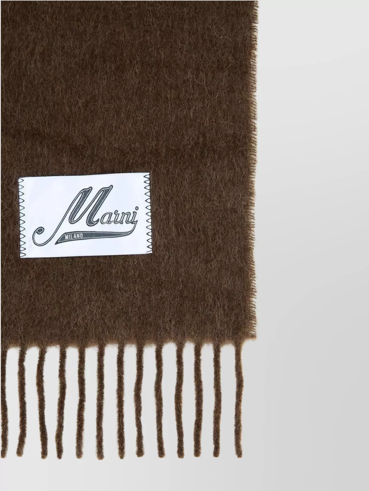 Marni Soft Alpaca Blend Scarf With Fringed Edges