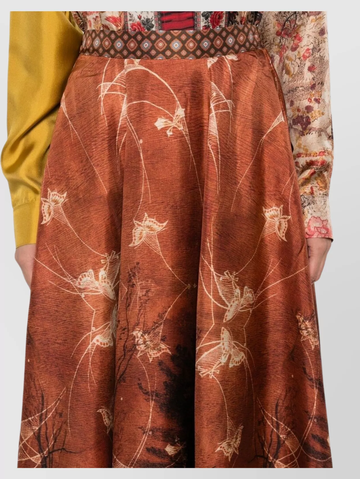 Pierre Louise Mascia Midi A-Line Floral Print Skirt
