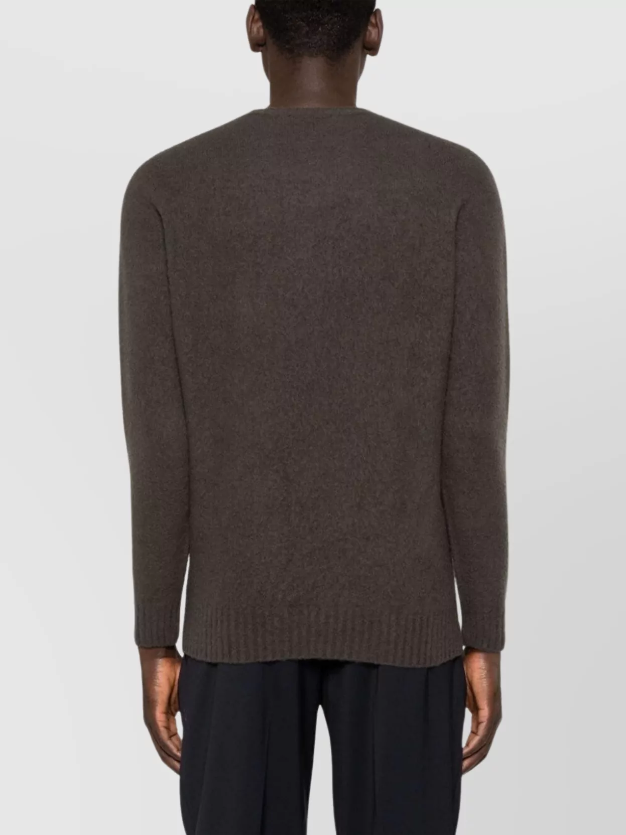 Drumohr Charcoal Grey Long Sleeve Crew Neck Sweater In Black
