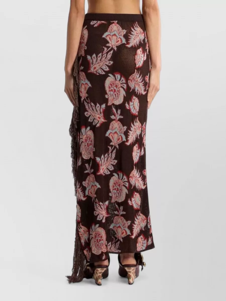 Etro Floral Jacquard Fringed Maxi Skirt