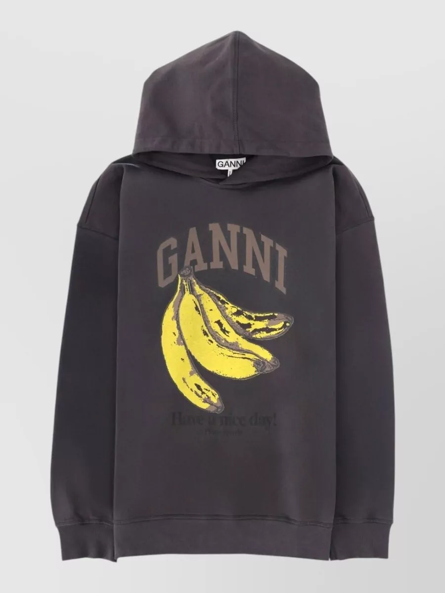 Ganni organic cotton graphic hoodie