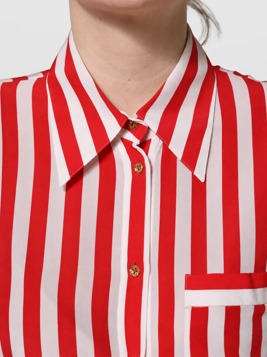 Dolce&Gabbana Silk Striped Long-Sleeve Blouse