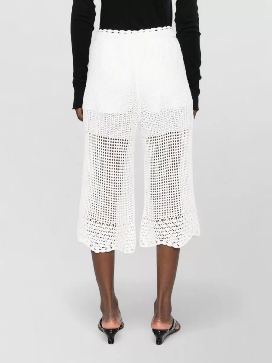 Iro Crochet-Knit Wool Wide-Leg Cropped Beach Trousers