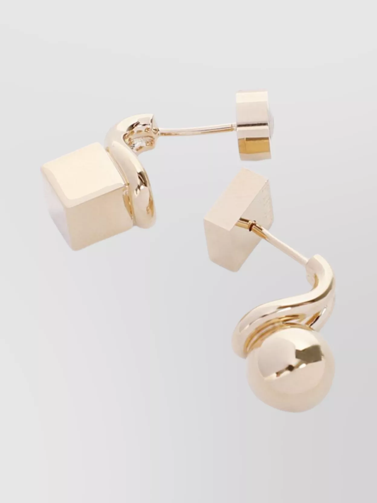 Jacquemus Geometric Brass Stud Earrings Rhinestone Charm