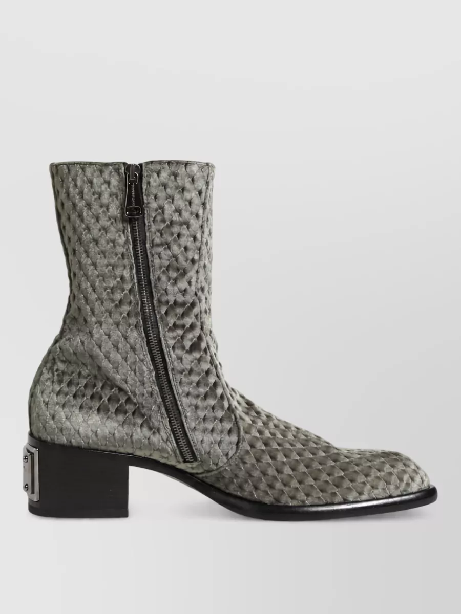 Dolce&Gabbana Velvet Quilted Mid Calf Boots