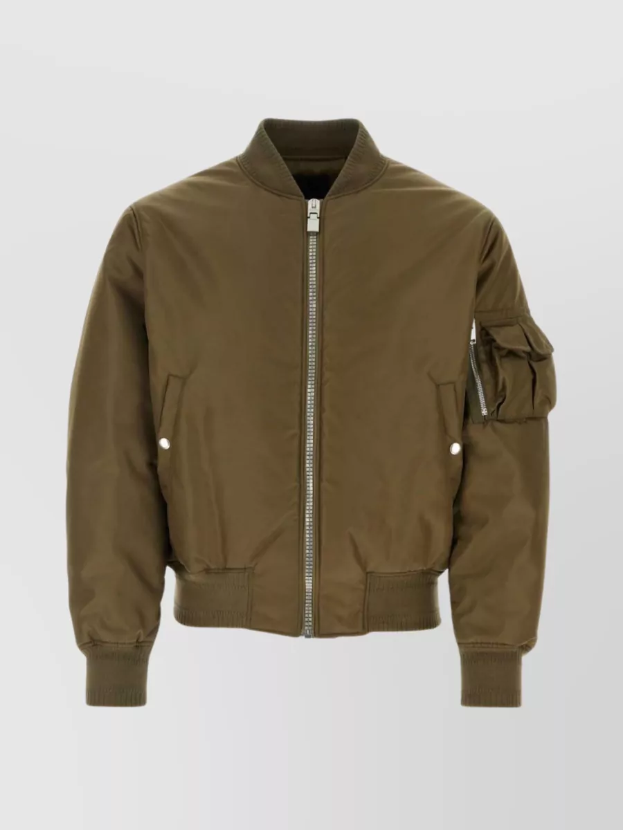 Shop Givenchy Versatile Nylon Bomber Jacket With Functional Elements In Brown