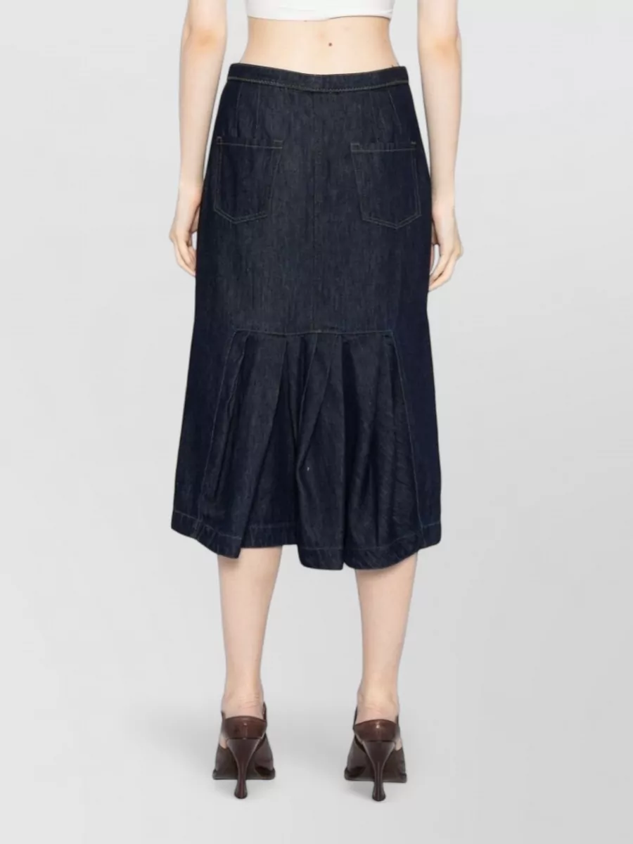 Dries Van Noten Midi Skirt Pleated Back Pockets Silk Blend