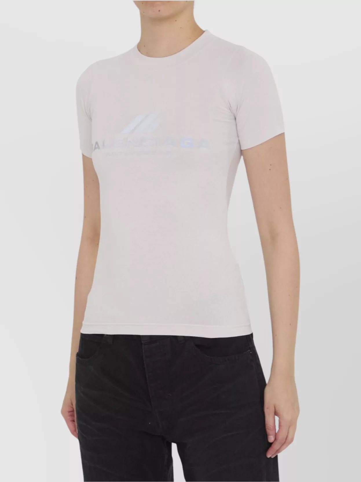 Balenciaga Crewneck Fitted Short-sleeved Activewear T-shirt In Black