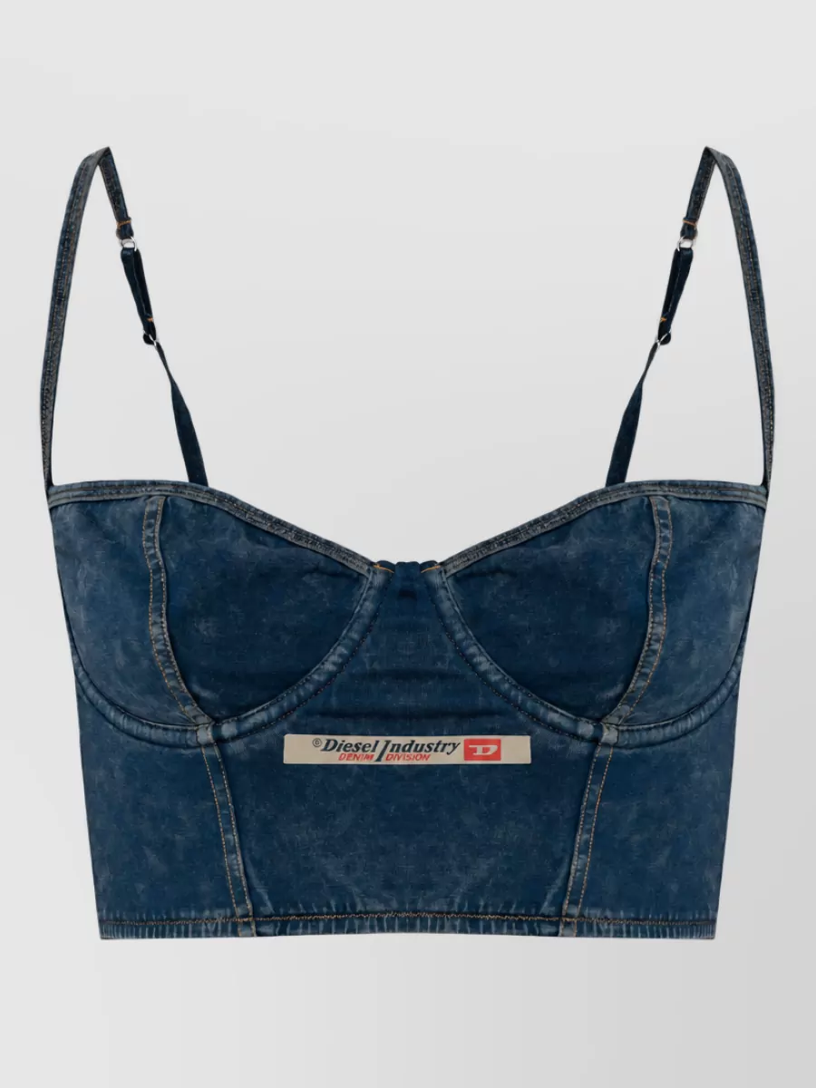 Diesel Denim-effect underwired cropped bra
